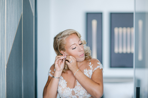 Bride getting ready at William Vale Hotel