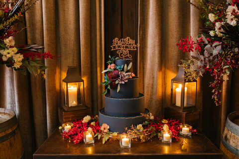 navy blue wedding cake