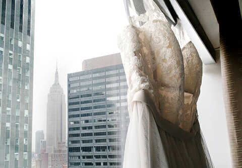 wedding dress and empire state building